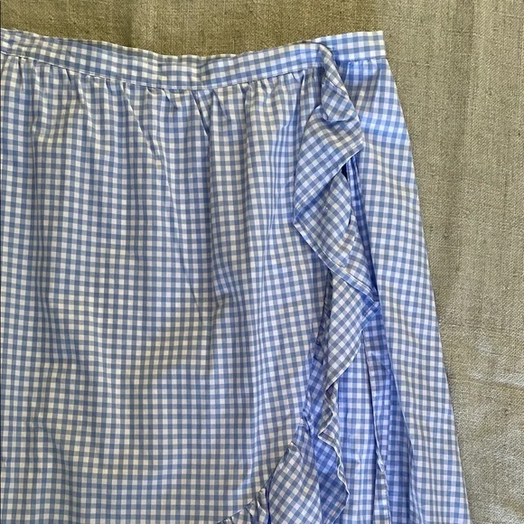 Cupio Light Blue Gingham Maxi Skirt with Ruffle Trim - Picture 2 of 5